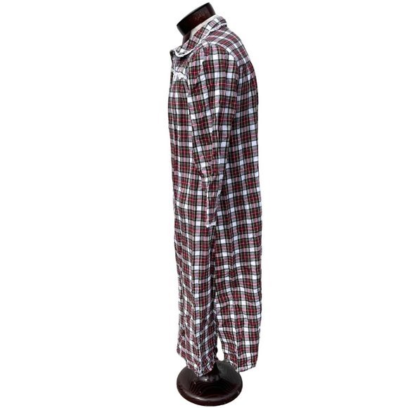 Sleep Sense Plaid Flannel Nightgown Lace Accent Modest Size Small Petite - Picture 5 of 7